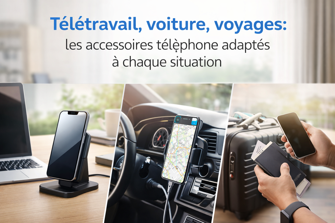 Télétravail, voiture, voyages : les accessoires téléphone adaptés à chaque situation