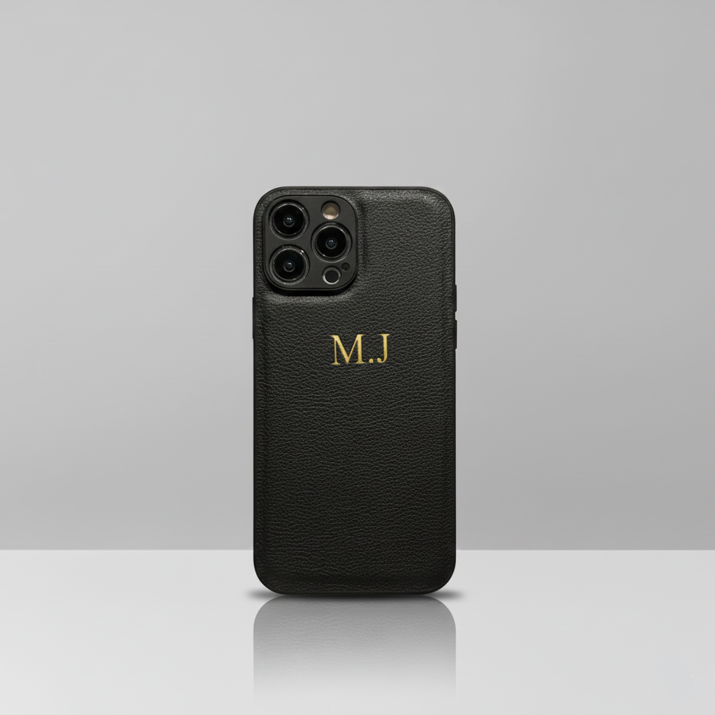 Modèle Initial Leather – Coque Personnalisée iPhone en Similicuir avec Initiales SMARTS ACCESS