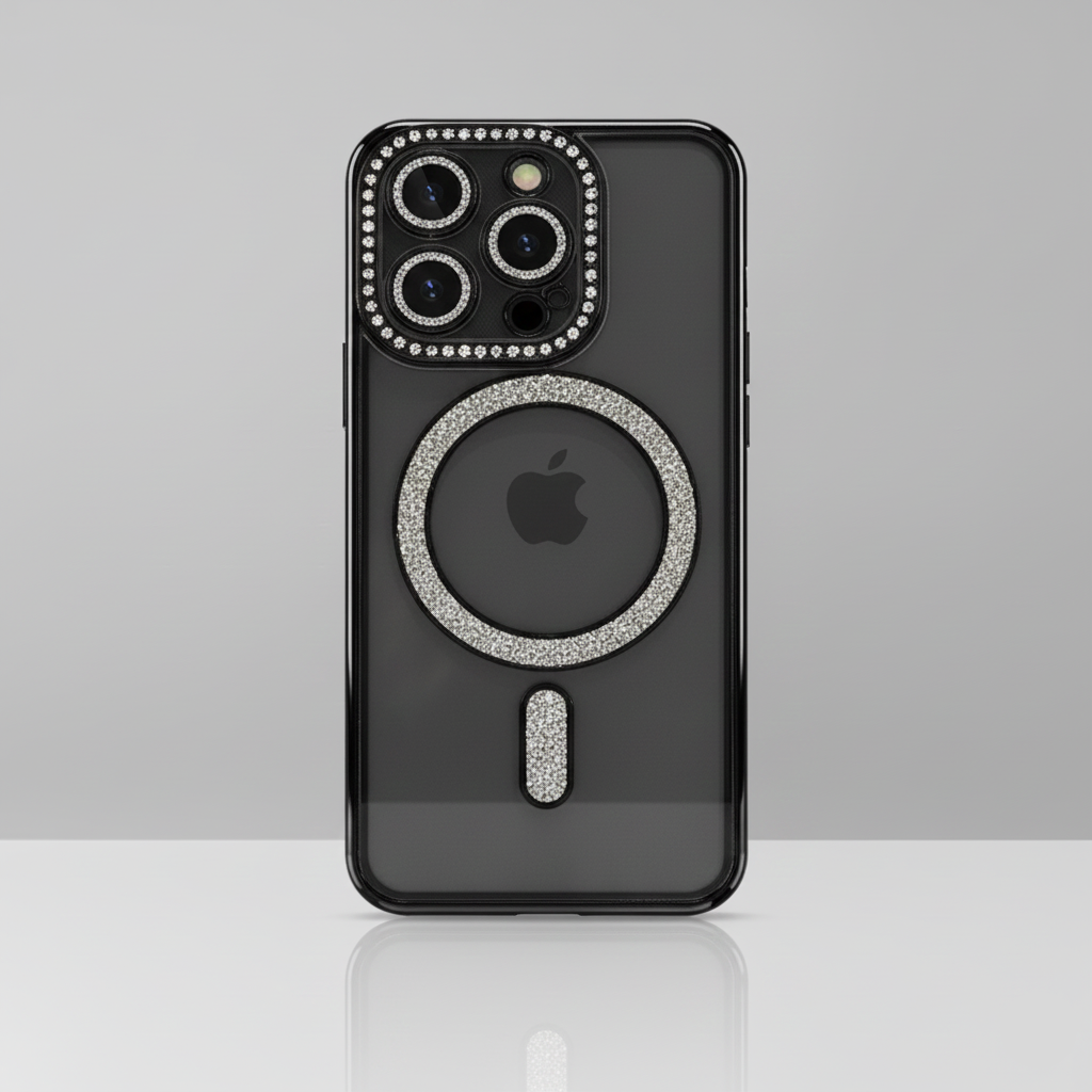 Modèle Diamond Clear – Coque Transparente Pailletée iPhone Magnétique Antichoc SMARTS ACCESS