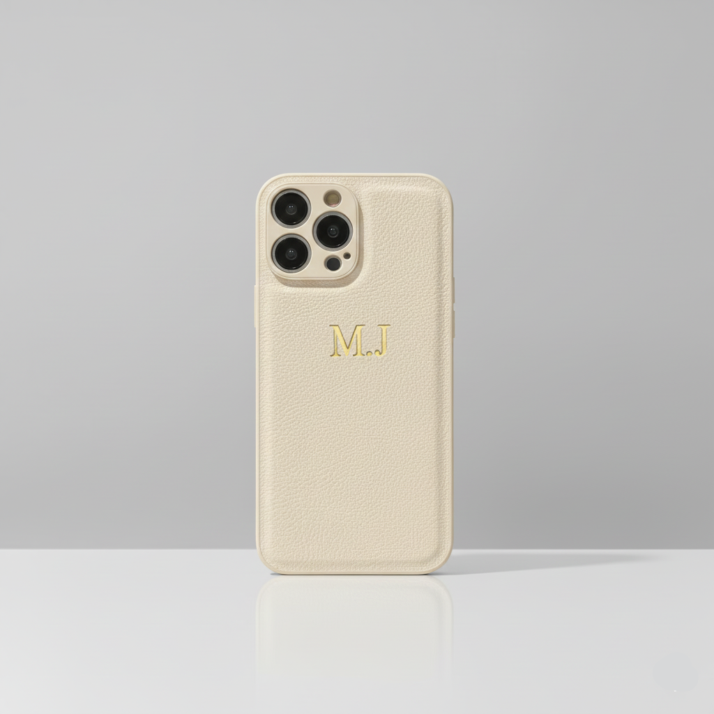 Modèle Initial Leather – Coque Personnalisée iPhone en Similicuir avec Initiales SMARTS ACCESS