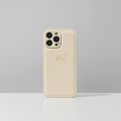 Modèle Initial Leather – Coque Personnalisée iPhone en Similicuir avec Initiales SMARTS ACCESS